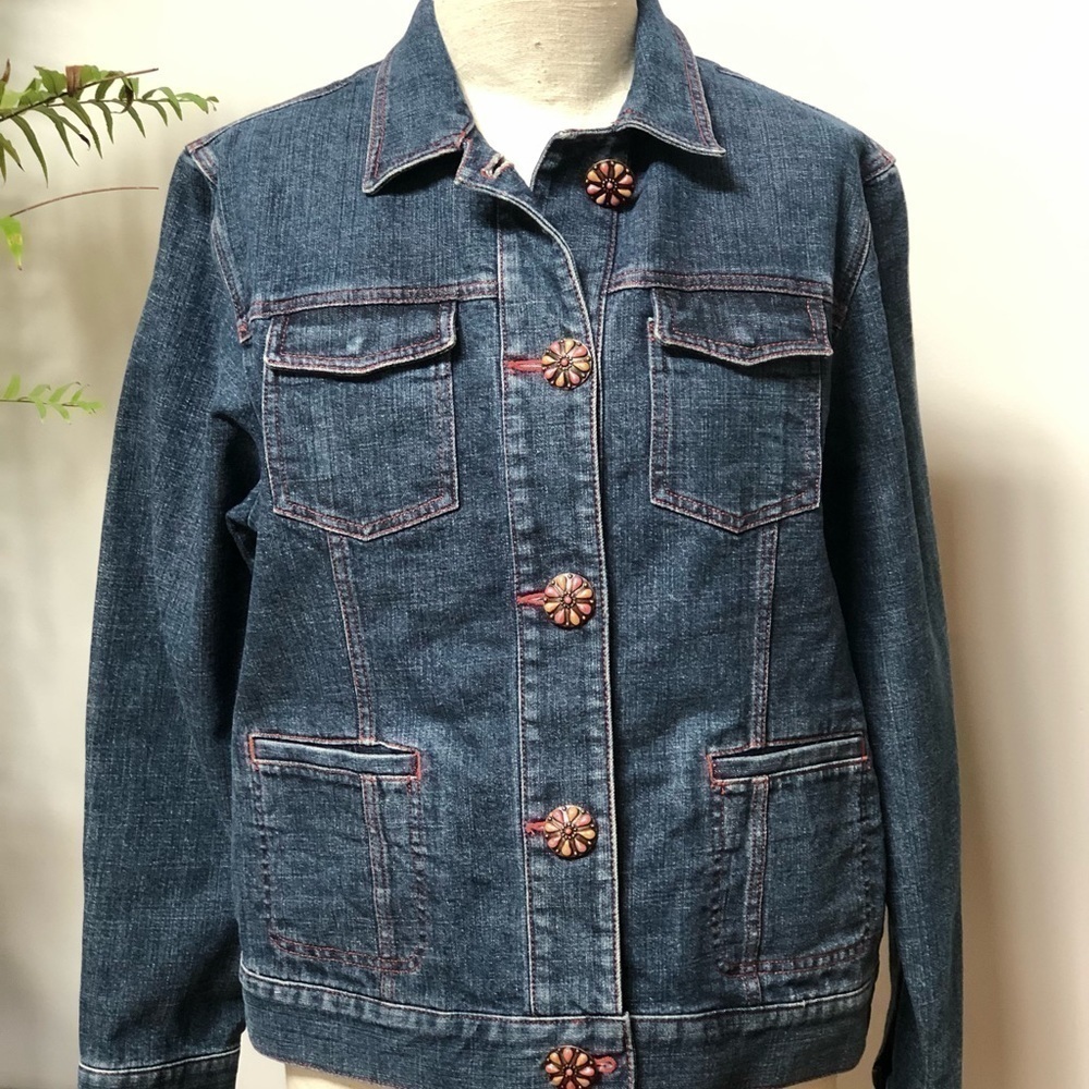𝅺PREMIUM denim Jones of New‎ York sport jean jacket decorative buttons